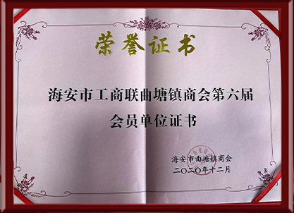 第六屆（jiè）會員單（dān）位證書